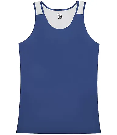 Alleson Athletic 8968 Women's Ventback Singlet Royal/ White front view