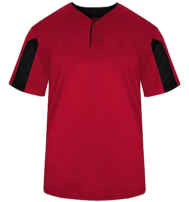Alleson Athletic 2976 Youth Striker Placket in Red/ black front view
