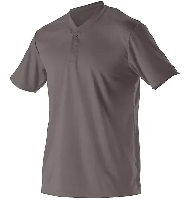 Alleson Athletic 522MM Baseball Two Button Henley  Charcoal front view