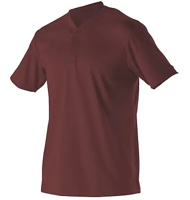 Alleson Athletic 522MM Baseball Two Button Henley  Maroon front view