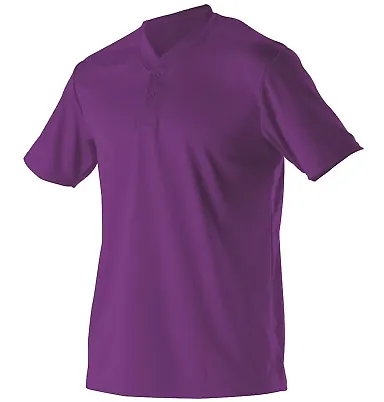 Alleson Athletic 522MM Baseball Two Button Henley  Purple front view