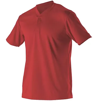 Alleson Athletic 522MM Baseball Two Button Henley  Red front view