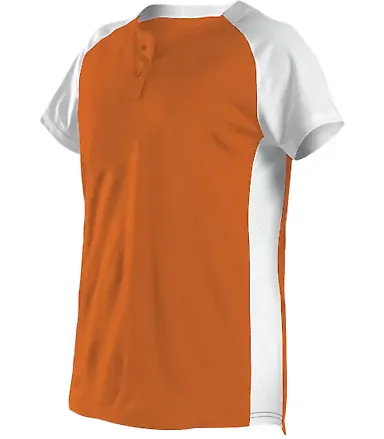 Alleson Athletic 522PDW Women's Two Button Fastpit in Orange/ white front view