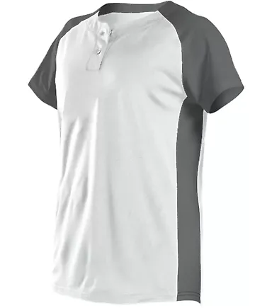 Alleson Athletic 522PDW Women's Two Button Fastpit in White/ charcoal front view