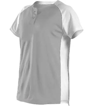 Alleson Athletic 522PDWG Girls' Two Button Fastpit in Silver/ white front view