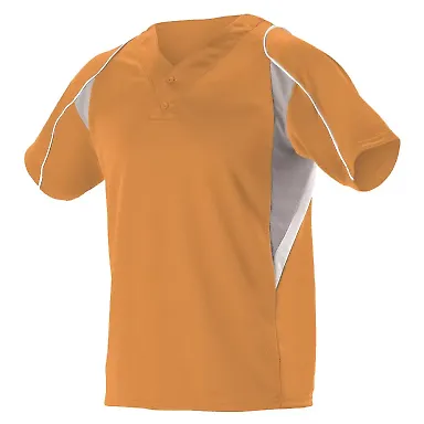 Alleson Athletic 529 Two Button Henley Baseball Je Fluorescent Orange/ Grey/ White front view