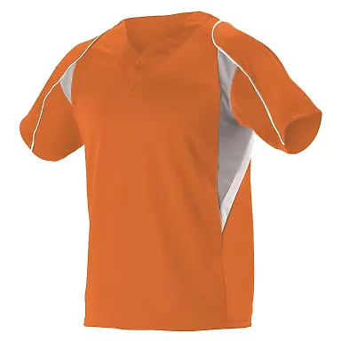Alleson Athletic 529Y Youth Two Button Henley Base in Orange/ grey/ white front view