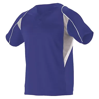 Alleson Athletic 529Y Youth Two Button Henley Base in Royal/ grey/ white front view