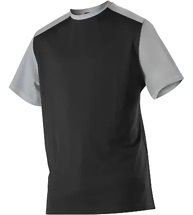 Alleson Athletic 532CJ Crewneck Baseball Jersey Black/ Silver front view