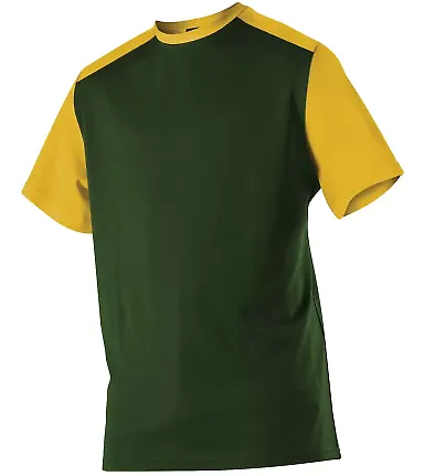 Alleson Athletic 532CJ Crewneck Baseball Jersey Forest/ Gold front view