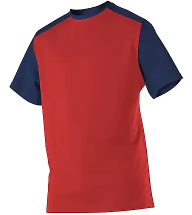 Alleson Athletic 532CJ Crewneck Baseball Jersey Red/ Navy front view