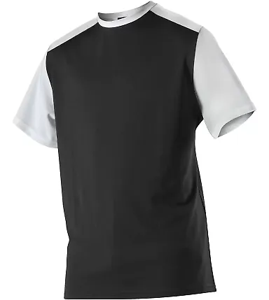 Alleson Athletic 532CJY Youth Crewneck Baseball Je Black/ White front view