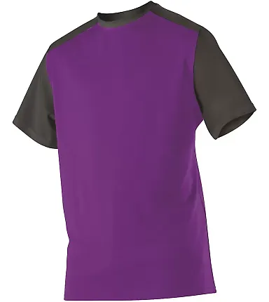 Alleson Athletic 532CJY Youth Crewneck Baseball Je Purple/ Black front view