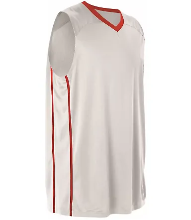 Alleson Athletic 535J Basketball Jersey White/ Red front view