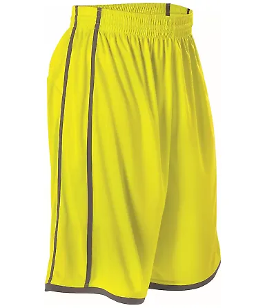 Alleson Athletic 535P Basketball Shorts Electric Yellow/ Charcoal front view