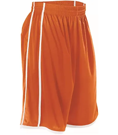 Alleson Athletic 535P Basketball Shorts Orange/ White front view