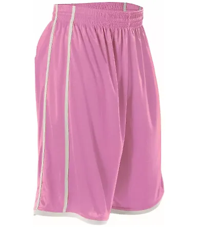Alleson Athletic 535P Basketball Shorts Pink/ White front view