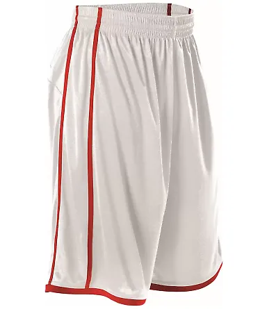 Alleson Athletic 535P Basketball Shorts White/ Red front view