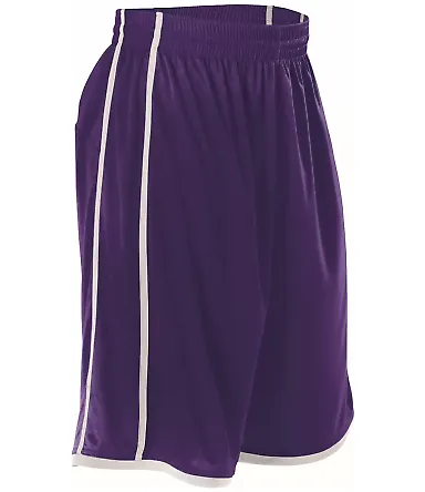Alleson Athletic 535PY Youth Basketball Shorts Purple/ White front view