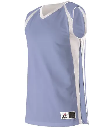Alleson Athletic 54MMR Reversible Basketball Jerse Columbia Blue/ White front view