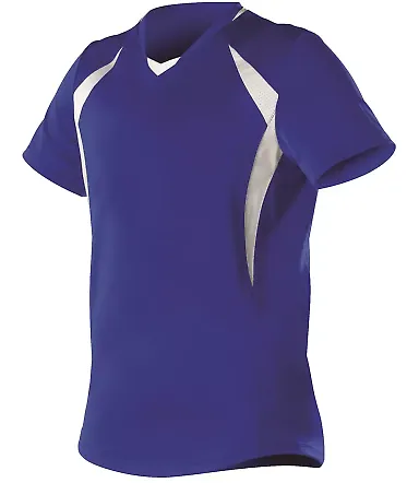 Alleson Athletic 552JG Girls' Short Sleeve Fastpit in Royal/ white front view