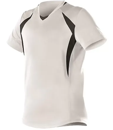 Alleson Athletic 552JW Women's Short Sleeve Fastpi in White/ black front view
