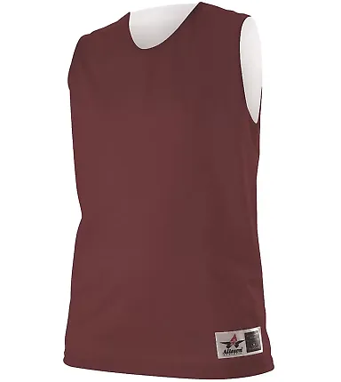 Alleson Athletic 560RW Women's Reversible Mesh Tan Maroon/ White front view