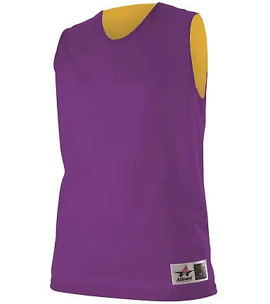 Alleson Athletic 560RW Women's Reversible Mesh Tan Purple/ Gold front view
