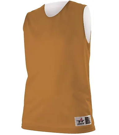 Alleson Athletic 560RW Women's Reversible Mesh Tan Texas Orange/ White front view