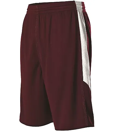 Alleson Athletic 589PSPY Youth Single Ply Reversib in Maroon/ white front view