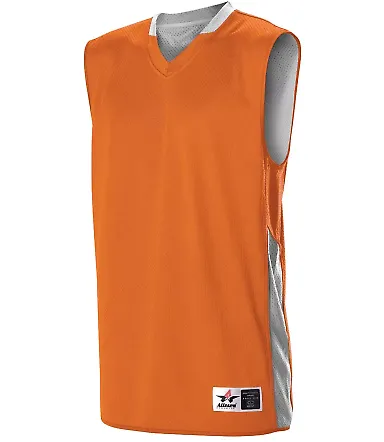 Alleson Athletic 589RSP Single Ply Reversible Jers Orange/ White front view