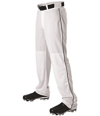 Alleson Athletic 605WLB Baseball Pants With Braid in White/ black front view