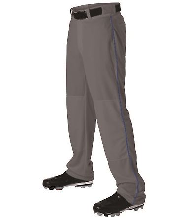 Alleson Athletic 605WLB Baseball Pants With Braid in Charcoal/ royal front view