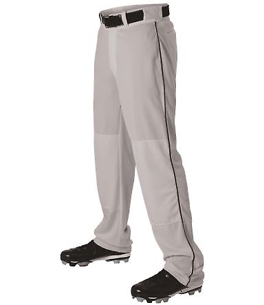 Alleson Athletic 605WLB Baseball Pants With Braid in Grey/ black front view
