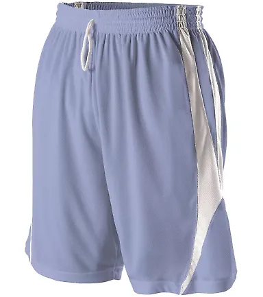 Alleson Athletic 54MMP Reversible Basketball Short Columbia Blue/ White front view