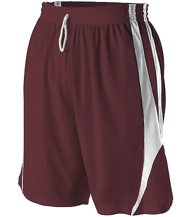 Alleson Athletic 54MMP Reversible Basketball Short Maroon/ White front view
