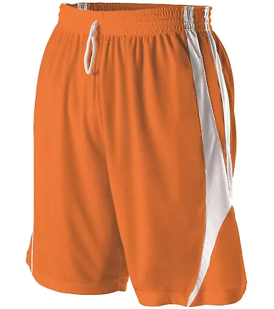 Alleson Athletic 54MMP Reversible Basketball Short Orange/ White front view