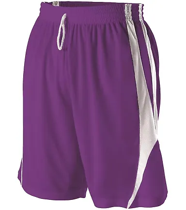 Alleson Athletic 54MMP Reversible Basketball Short Purple/ White front view