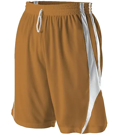 Alleson Athletic 54MMP Reversible Basketball Short Texas Orange/ White front view