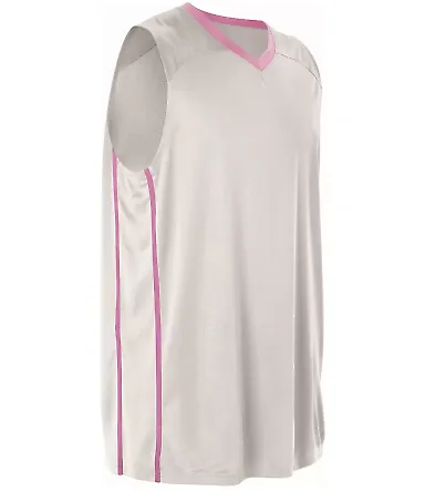 Alleson Athletic 535JW Women's Basketball Jersey White/ Pink front view