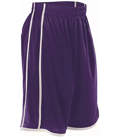 Alleson Athletic 535PW Women's Basketball Shorts Purple/ White front view