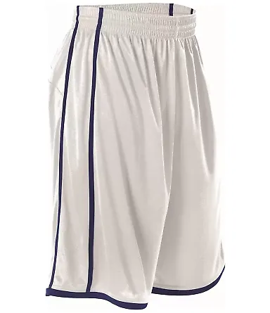 Alleson Athletic 535PW Women's Basketball Shorts White/ Navy front view