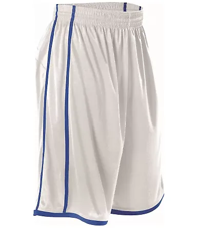 Alleson Athletic 535PW Women's Basketball Shorts White/ Royal front view
