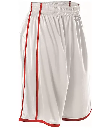 Alleson Athletic 535PW Women's Basketball Shorts White/ Red front view