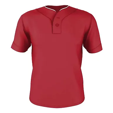 Alleson Athletic 52MTHJY Youth Two Button Mesh Bas in Red/ white front view
