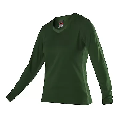 Alleson Athletic 831VLJW Women's Dig Long Sleeve V Forest front view