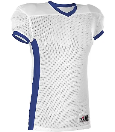 Alleson Athletic 750E Football Jersey in White/ royal front view