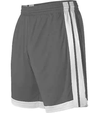 Alleson Athletic 538P Single Ply Basketball Shorts Charcoal/ White front view