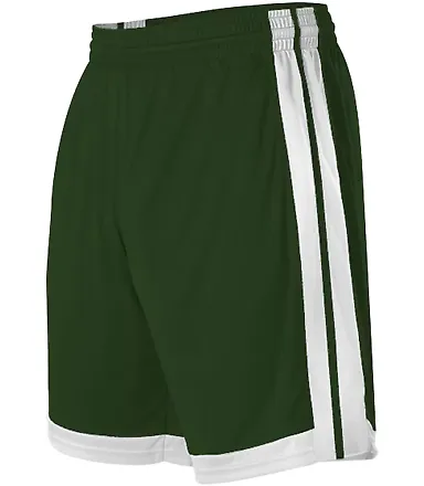 Alleson Athletic 538P Single Ply Basketball Shorts Forest/ White front view