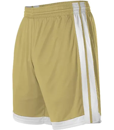 Alleson Athletic 538P Single Ply Basketball Shorts Vegas Gold/ White front view